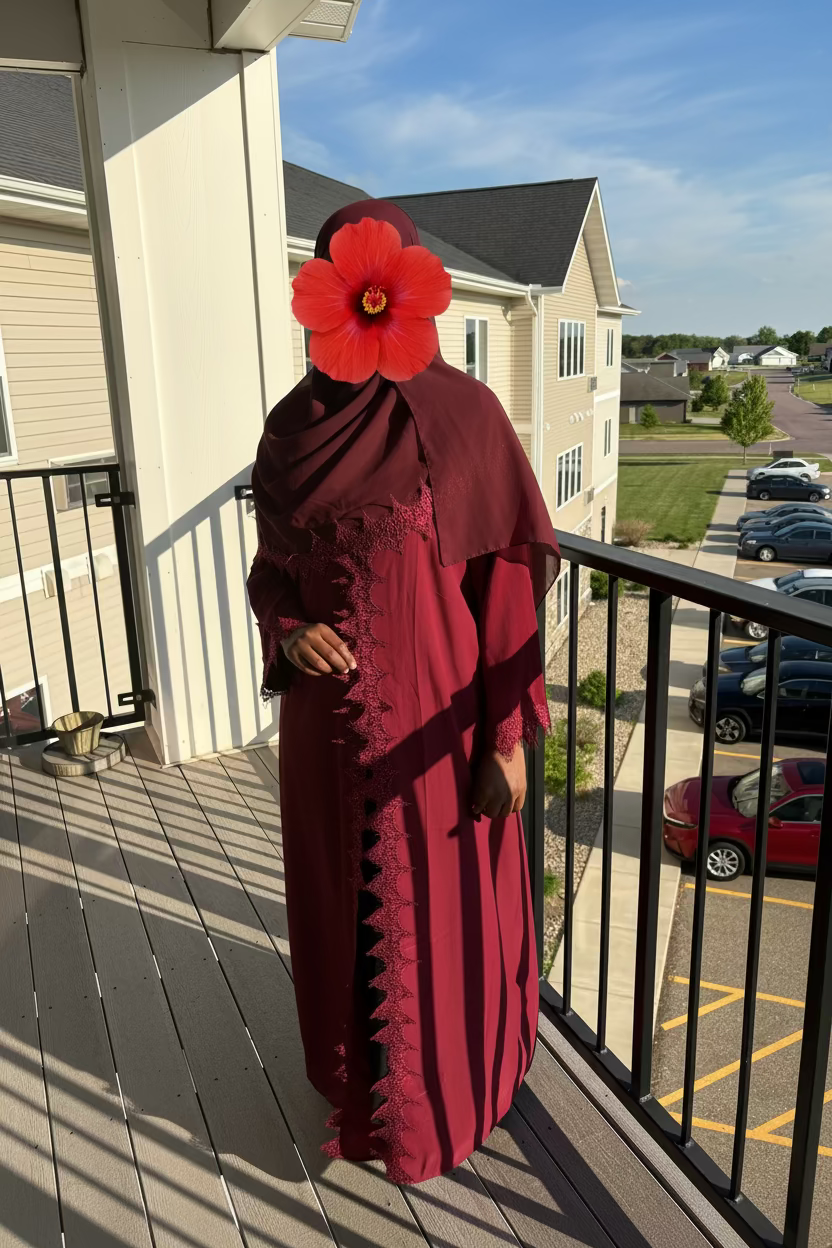 Red lace abaya