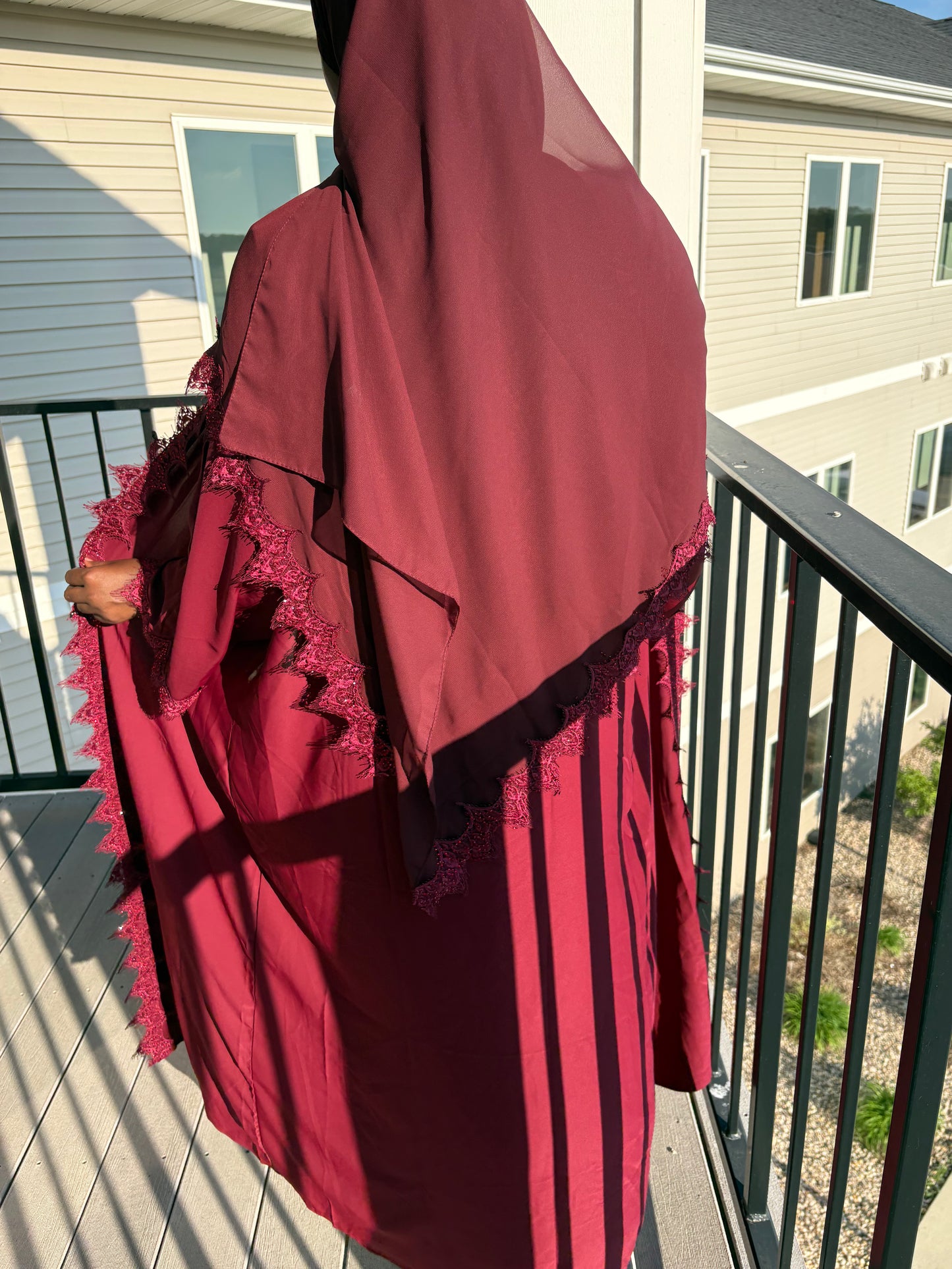 Red lace abaya